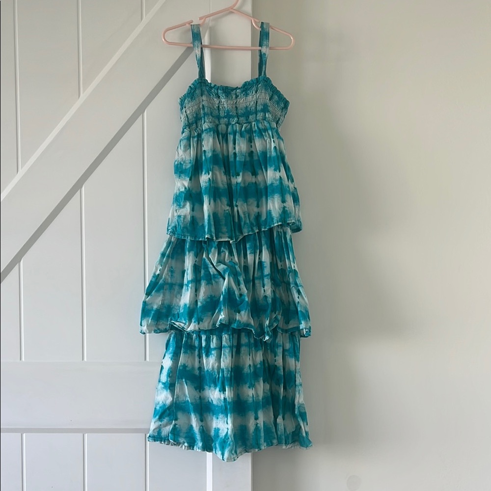 Calypso St. Barth by target Blue Tie-Dye Tiered Kids Dress Sz 7/8